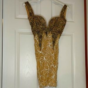 HOLT nude color party dress